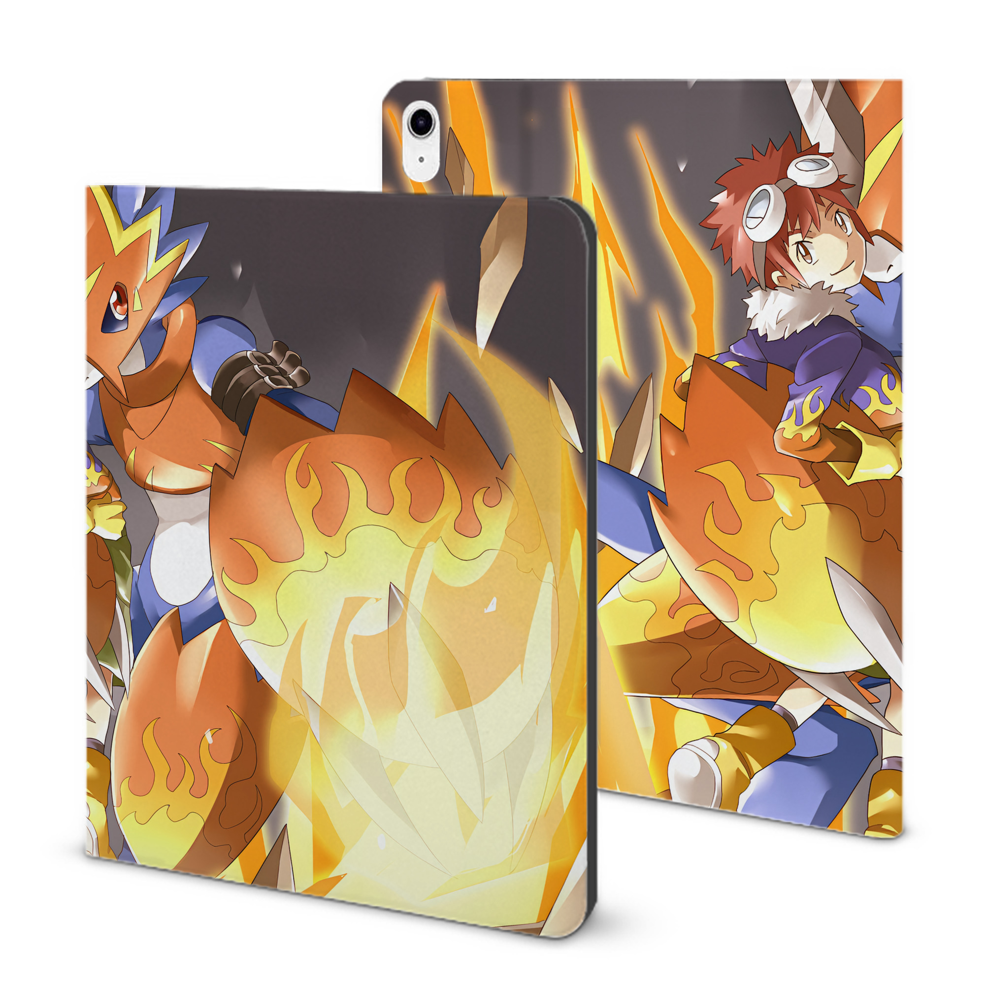 （画像用） Digimon デジタルモンスター/デジモン IPad ケース ブック型 PUレザー TPU 耐衝撃 軽量 薄型 ペン収納なし 全面保護 IPad 各モデル対応